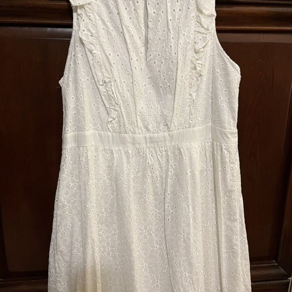 MODCLOTH WHITE EYELET DAISY FLORAL LINED RUFFLE DRESS 16W - Picture 6 of 7